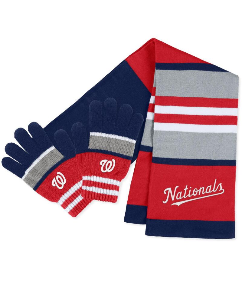 Women's Washington Nationals Stripe Glove and Scarf Set