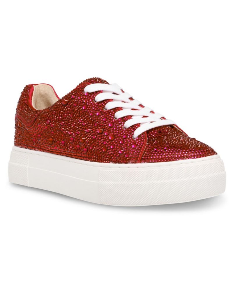Betsey Johnson Sidny Lace-Up Rhinestone Platform Sneakers
