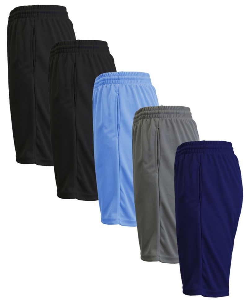 Men's 5-Pack Lightweight Breathable Moisture Wicking Mesh Shorts