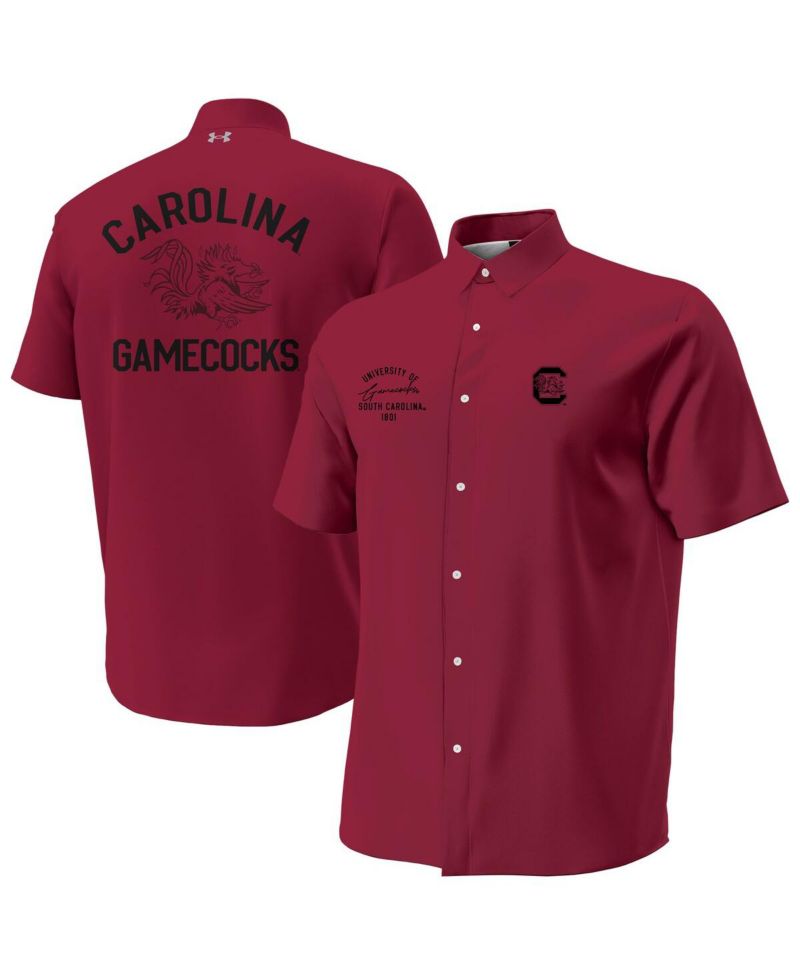Men's Garnet South Carolina Gamecocks Gameday ArmourFuse Camp Button-Up Shirt