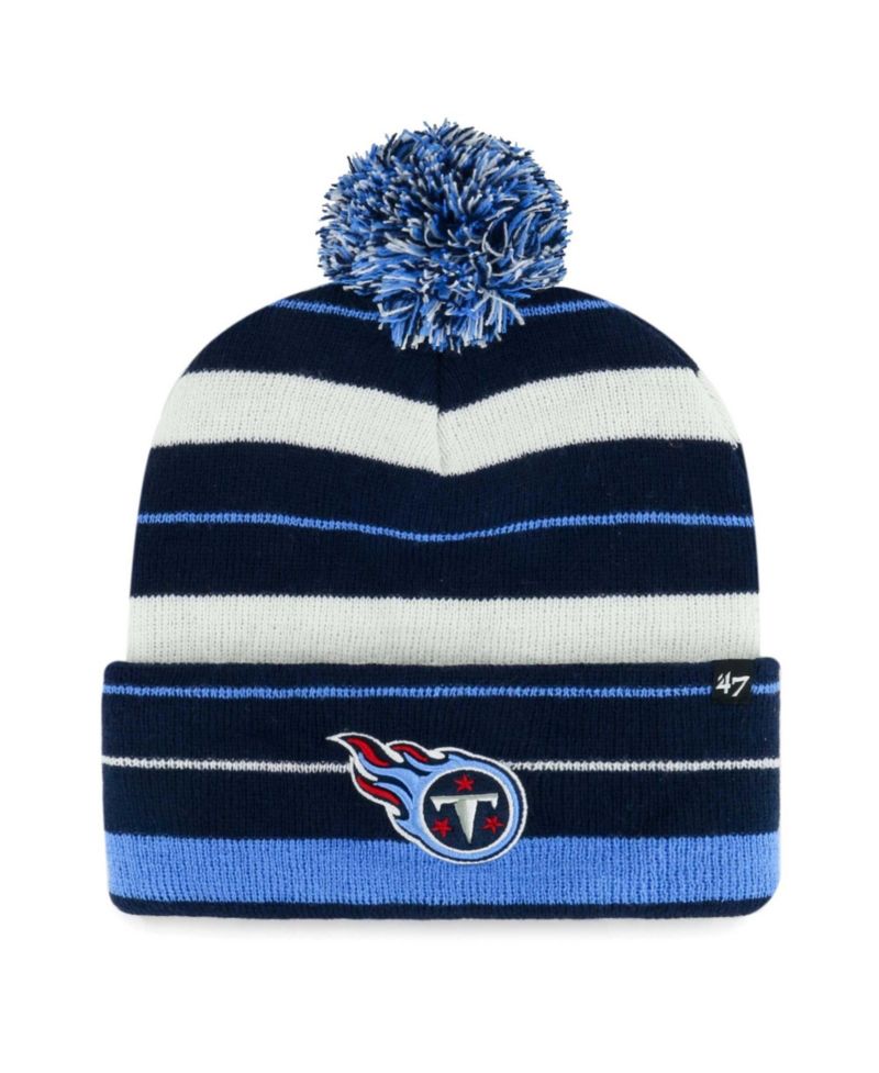 Men's Navy Tennessee Titans Powerline Cuffed Knit Hat with Pom