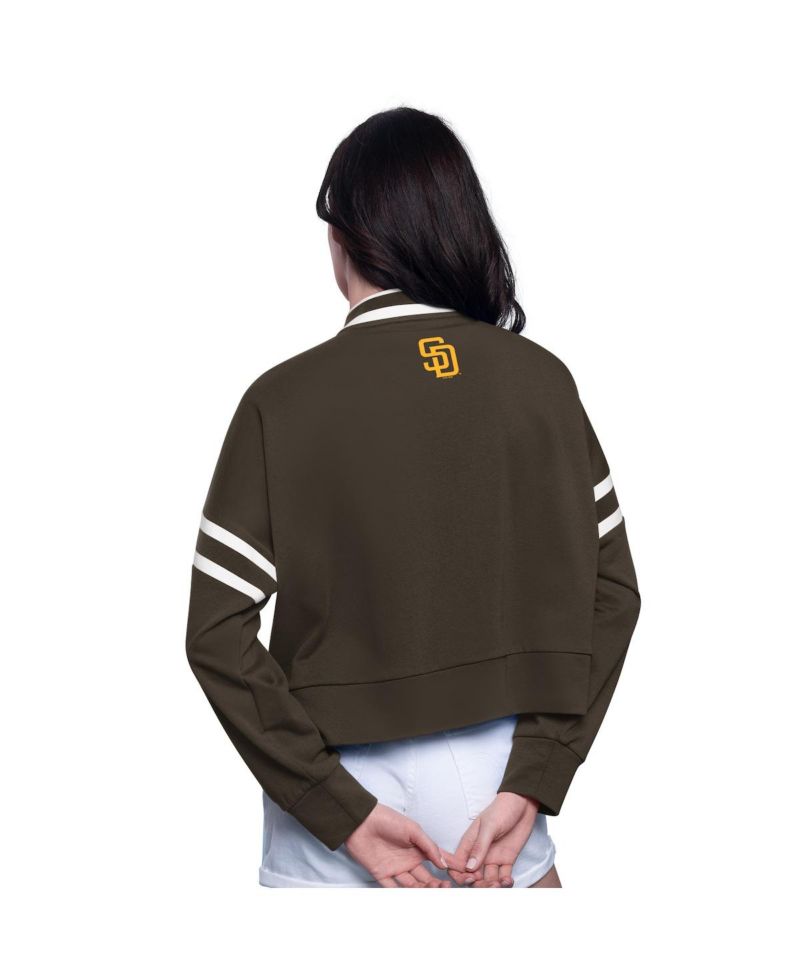 Women's Brown San Diego Padres Power Play Cropped Pullover Sweatshirt