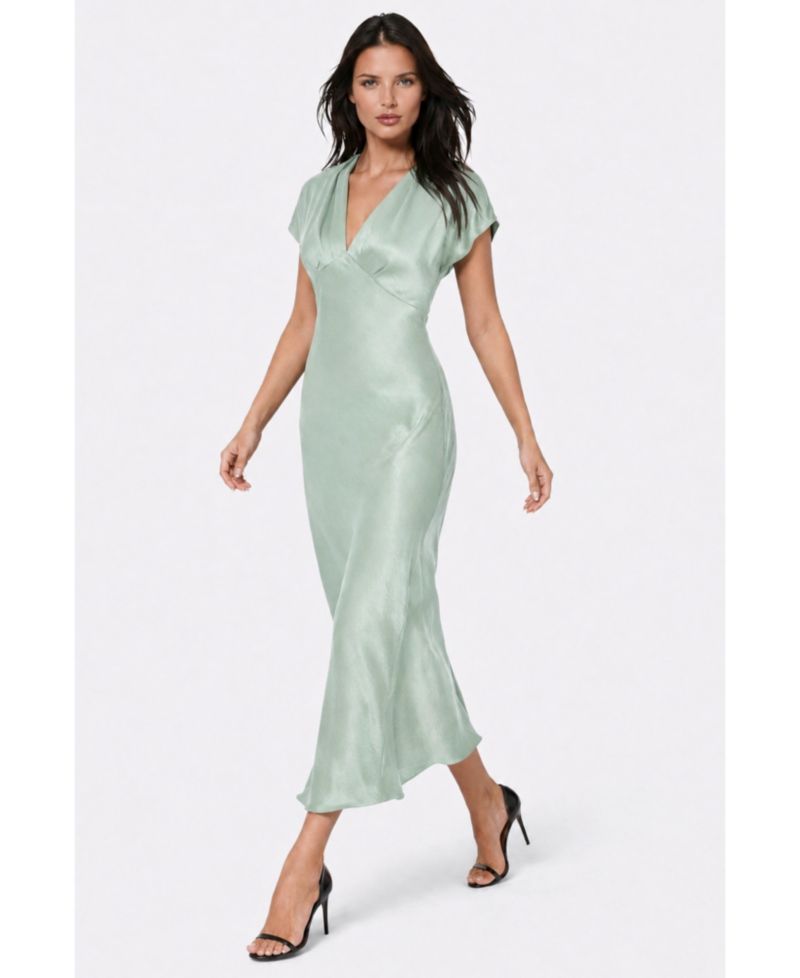Women's V-Neck Satin Maxi Dress