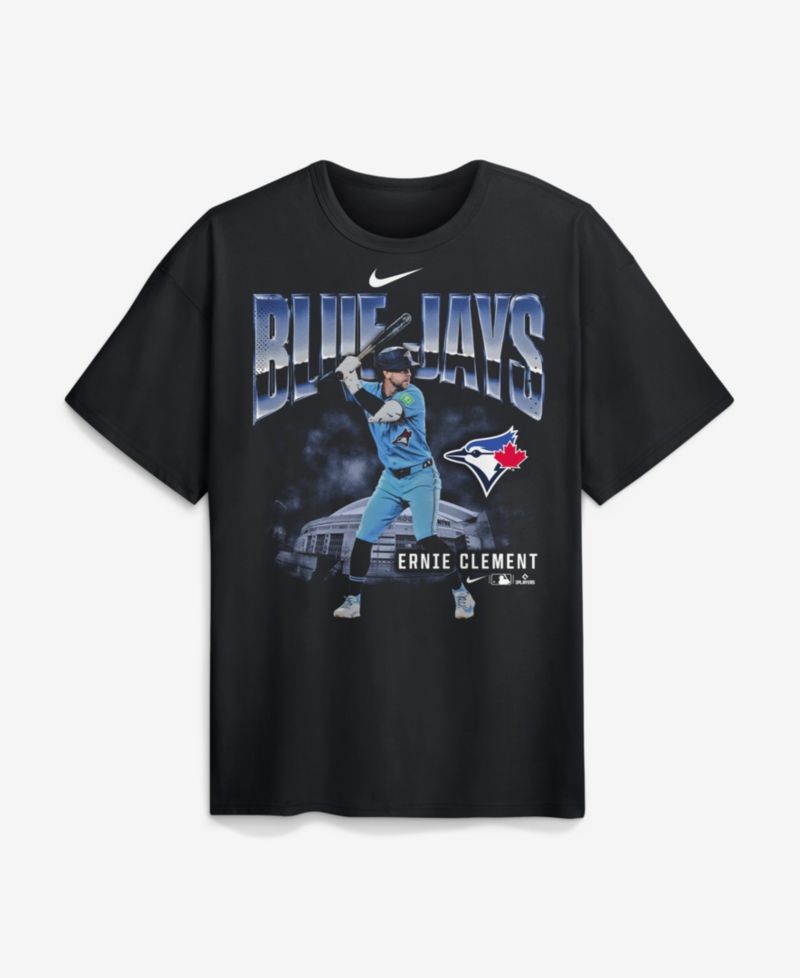 Men's Ernie Clement Black Toronto Blue Jays Enlarged Player Graphic Max90 Heavyweight T-Shirt