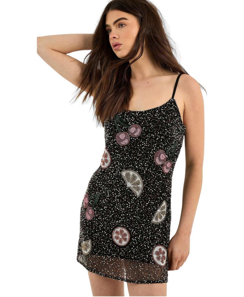 Women's Fruit Embellished Strappy Mini Dress
