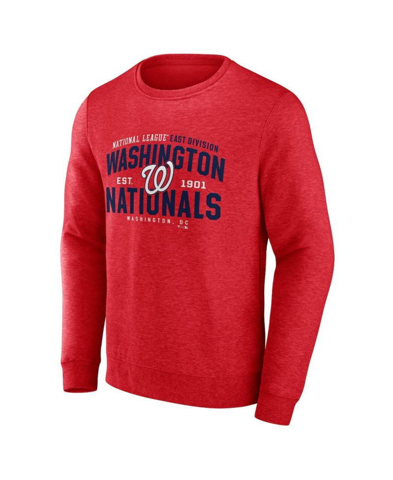 Men's Heathered Red Washington Nationals Classic Move Pullover Sweatshirt