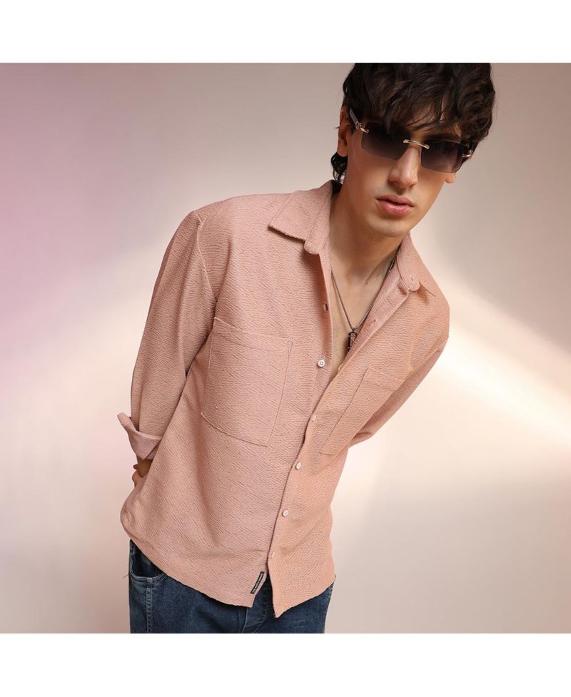 Men's Chevron-Woven Utility Shirt