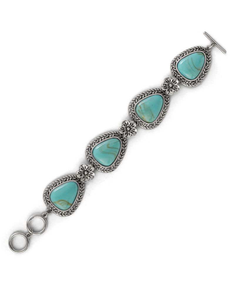 Turquoise Gemstone Flower Bracelet