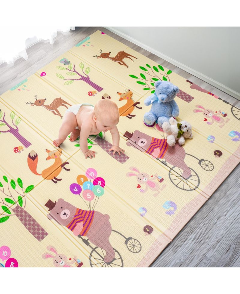 (78" x 70") Foldable Play Mats with Travel Bag - for Babies, Toddlers, and Kids Playtime & Tummy Time
