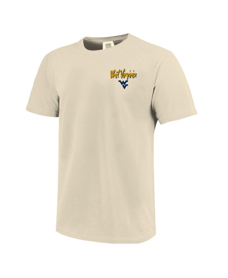 Men's Natural West Virginia Mountaineers Comfort Colors Hand-Drawn Campus Stack T-Shirt
