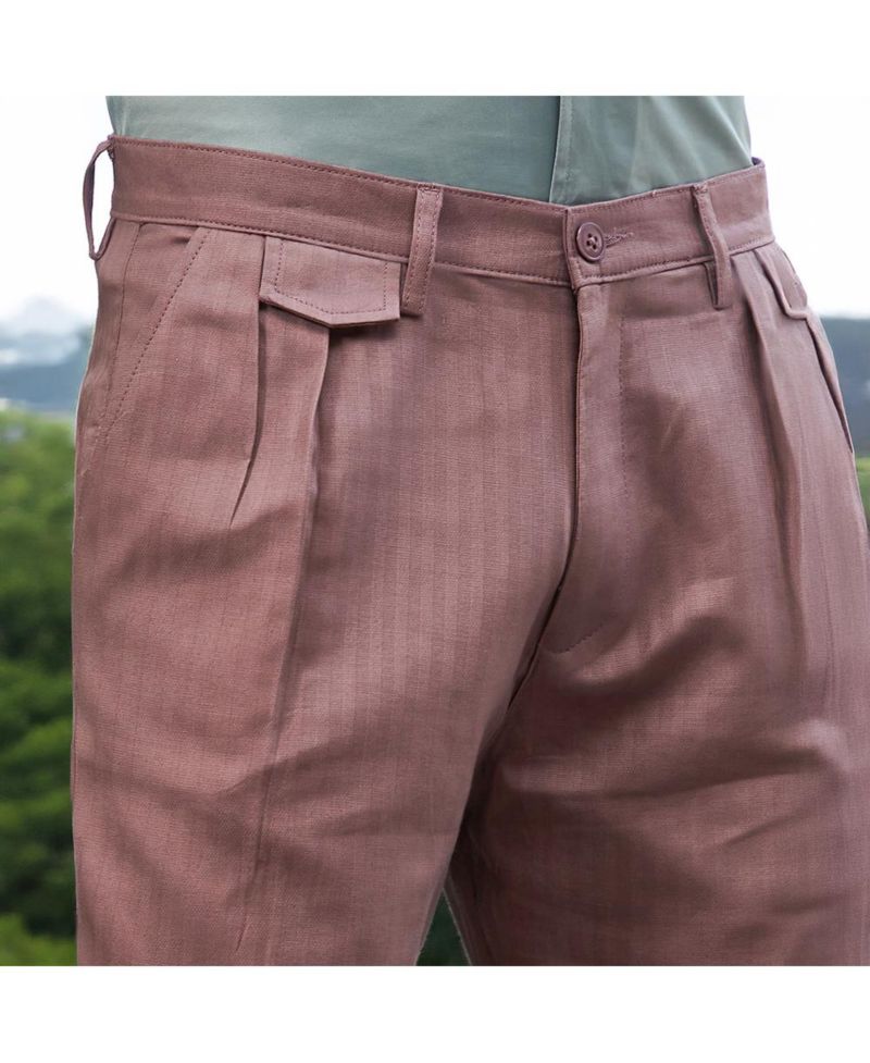 Men's Nude Pink Striped Tailored Trousers