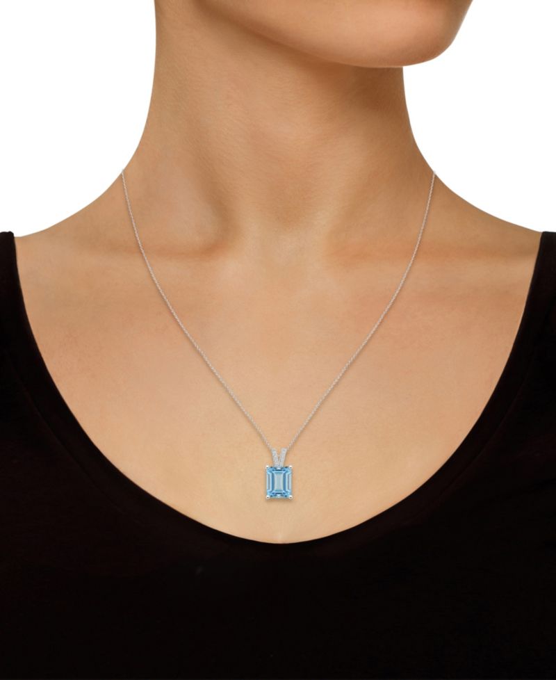 Women's Sky Blue Topaz (4-1/4 ct.t.w.) and Diamond Accent Pendant Necklace in Sterling Silver
