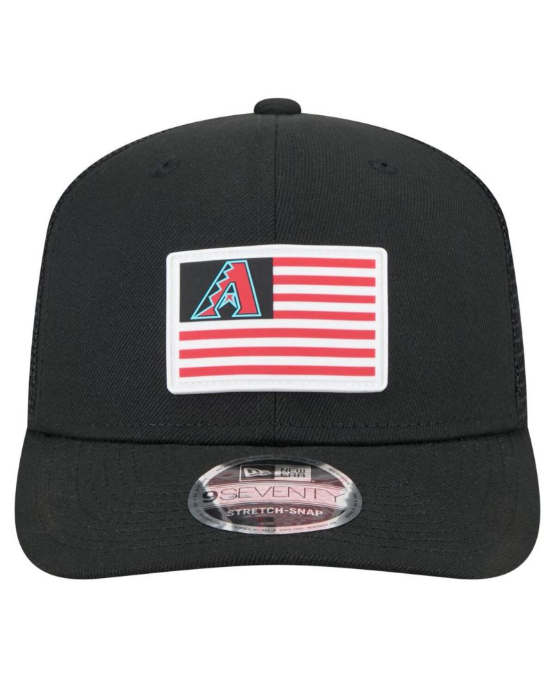 Men's Black Arizona Diamondbacks Flag 9SEVENTY COOLERA Stretch-Snap Hat