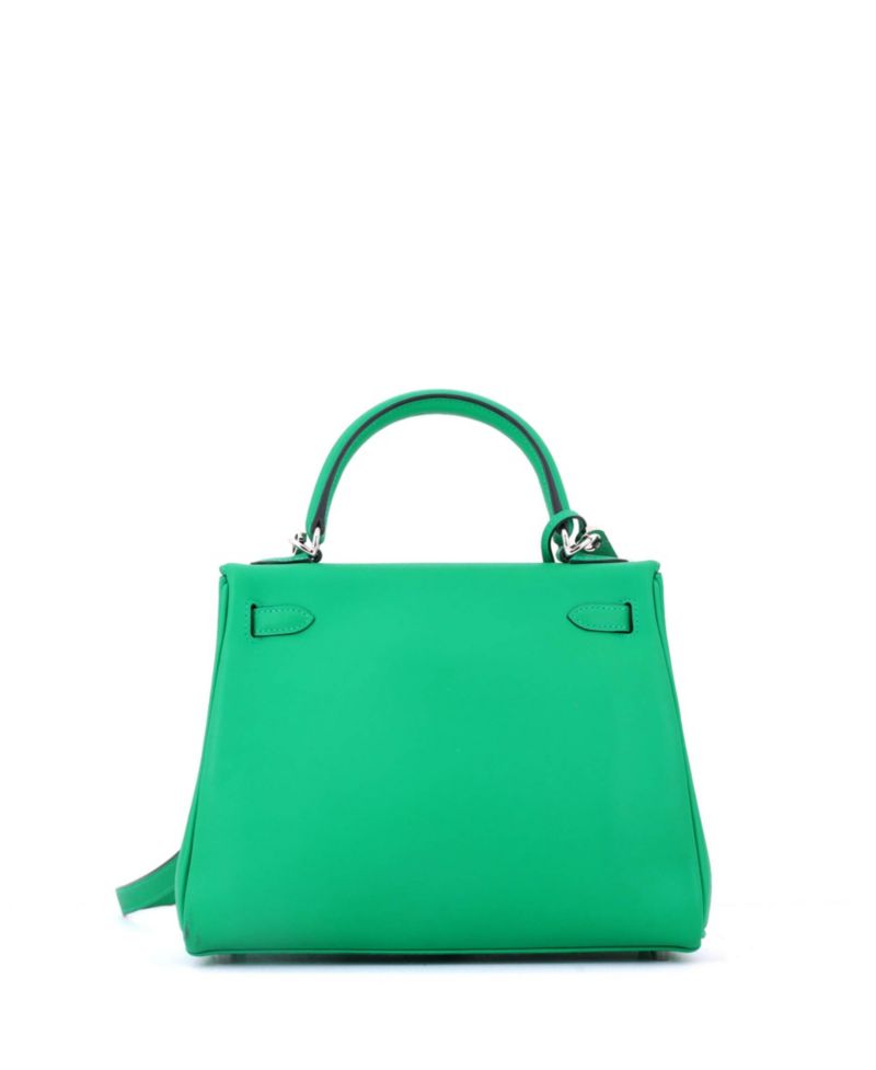 Pre-Owned HERMES Pre-Owned Hermes Kelly 25 Handbag Green Swift with Palladium Hardware