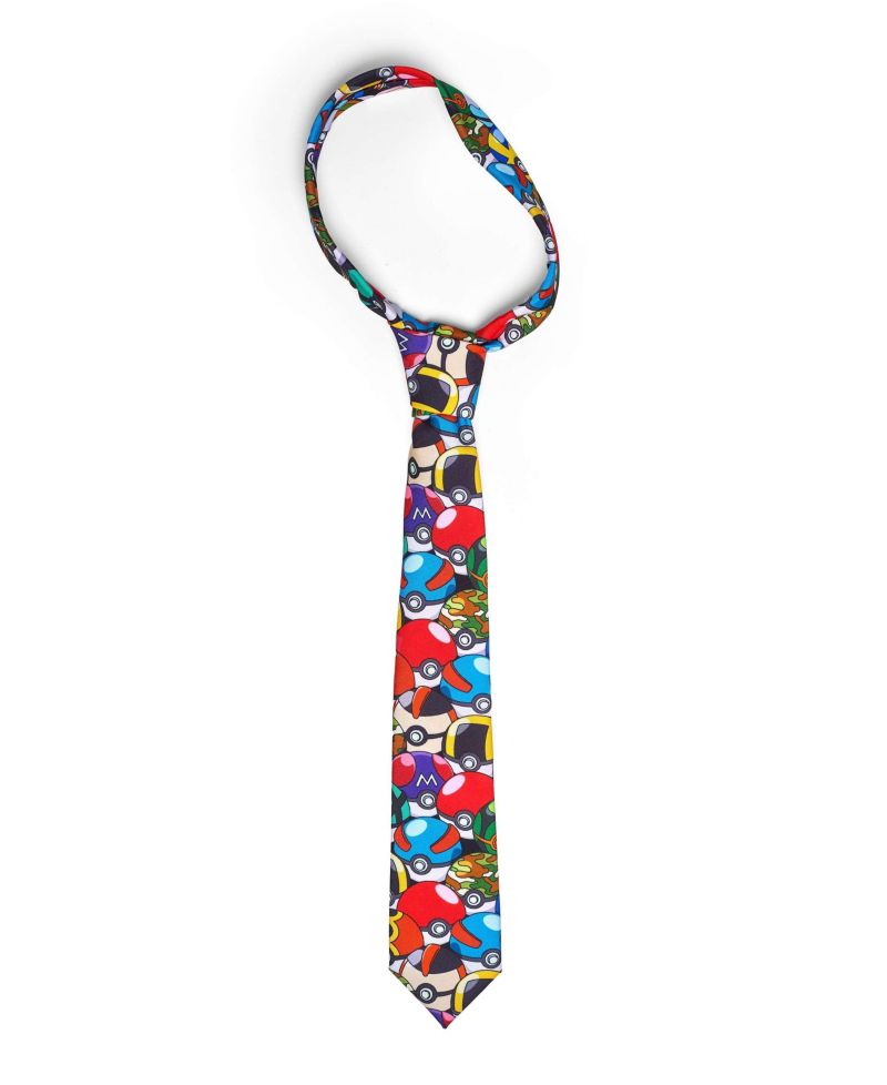 Men's Pokemon Tie - Pokeball Necktie - Formal And Casual - Including 1 Tie - Multicolor