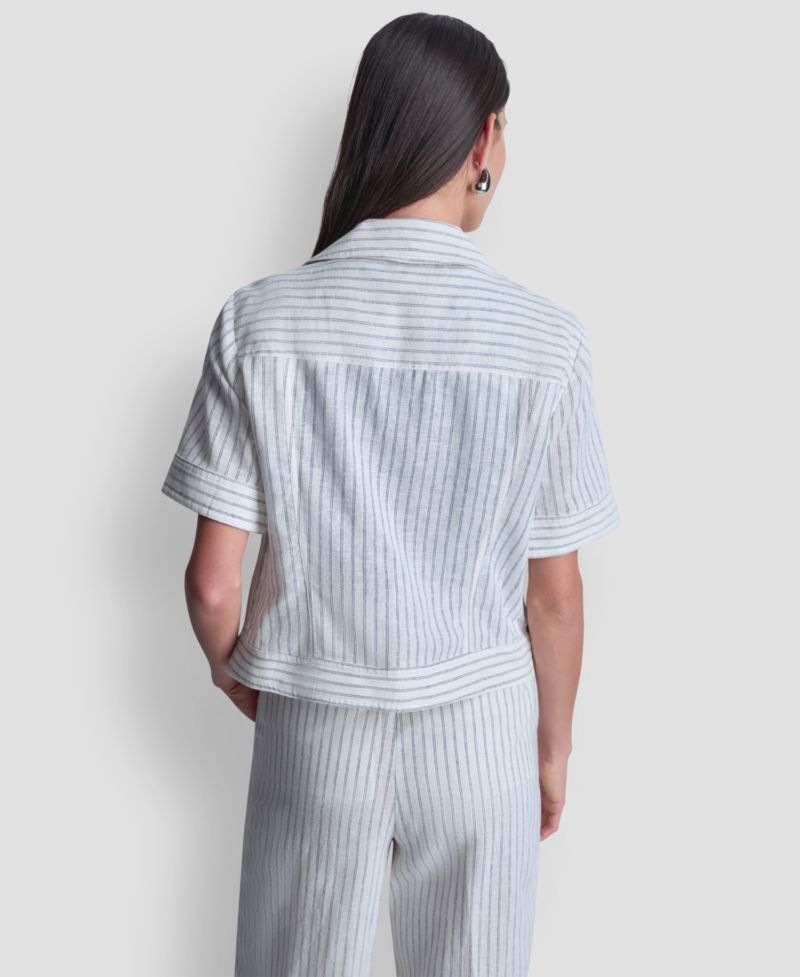 Women's Striped Collared Neck Jacket