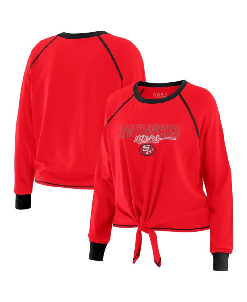 Women's Scarlet San Francisco 49ers Tie-Front Long Sleeve T-Shirt