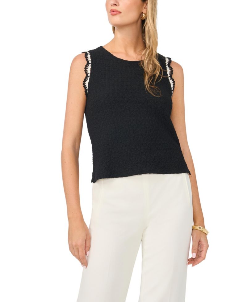 Women's Crewneck Scallop Trim Tank Top