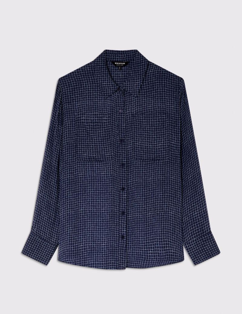 Women's Grid Print Sheer Shirt