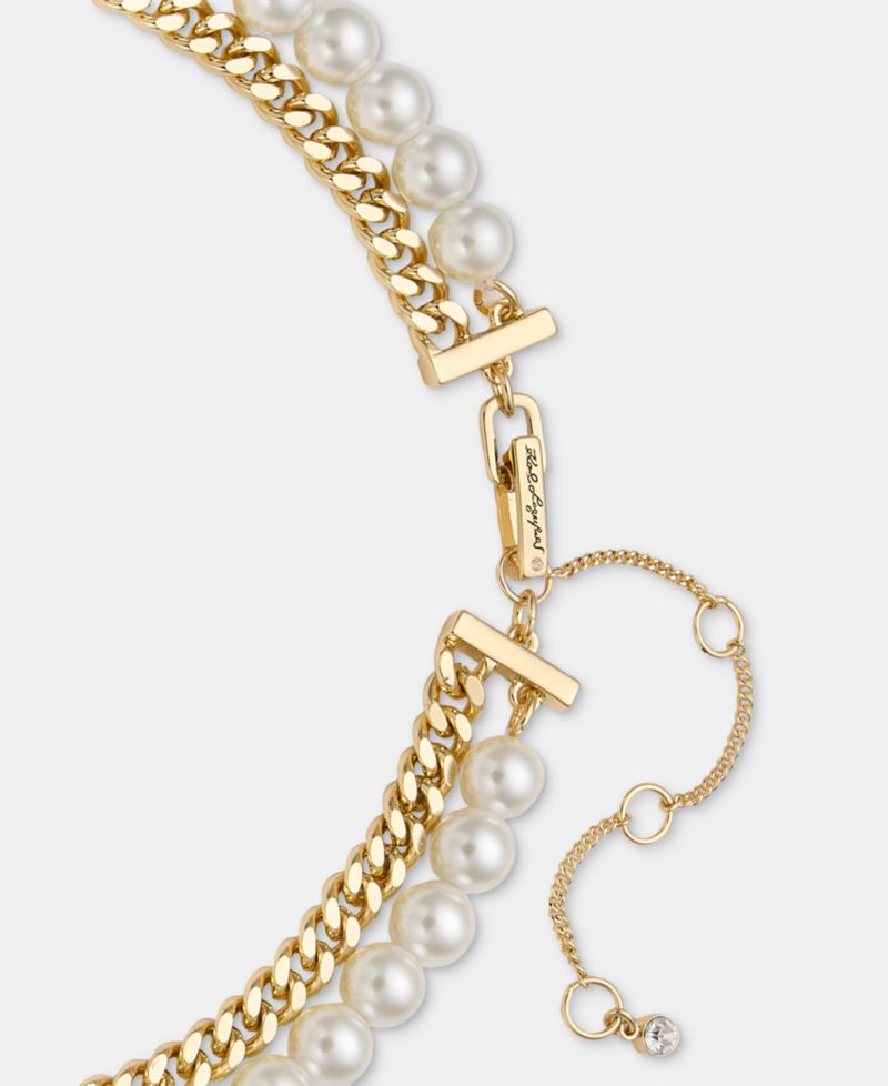 Crystal & Imitation Pearl Beaded Layered Collar Necklace, 16" + 3" extender