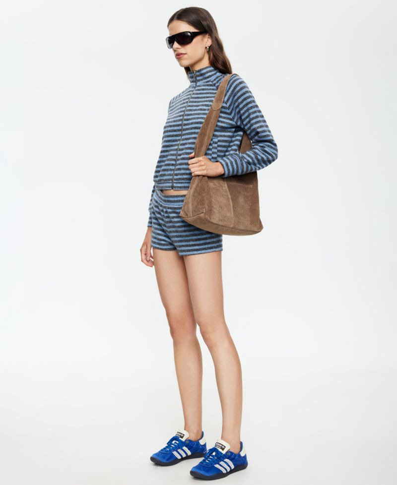 Women's Striped Funnel Neck Jacket