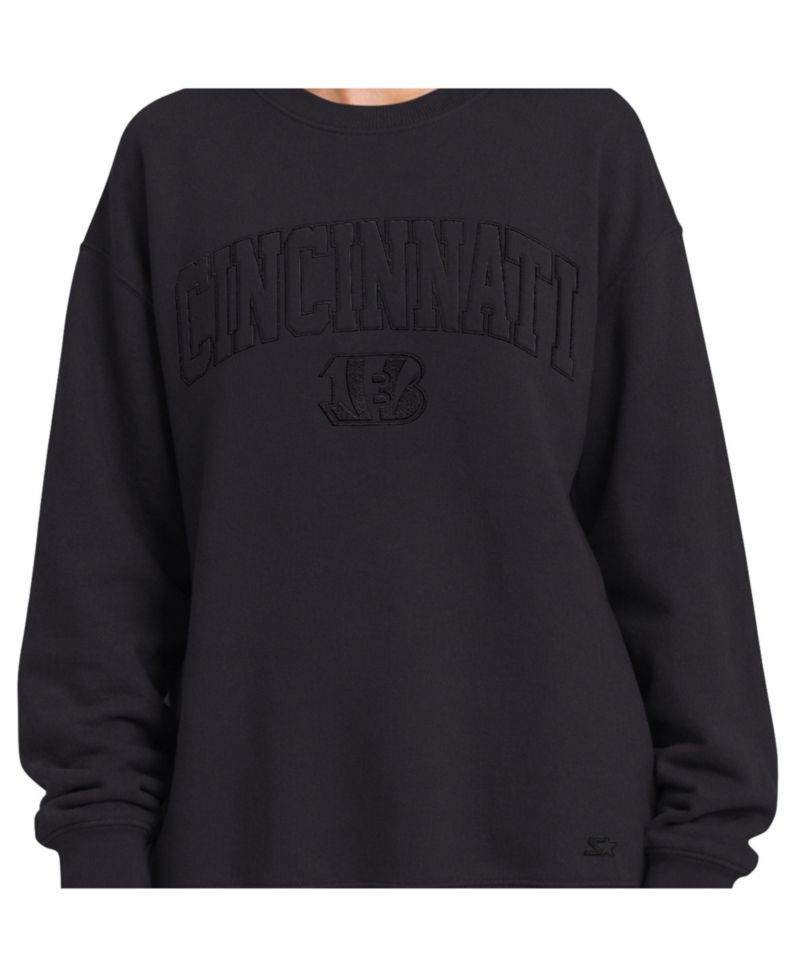 Women's Black Cincinnati Bengals Athleisure Oversized Fleece Sweatshirt