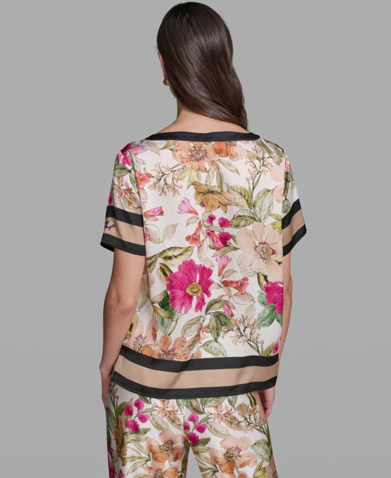 Women's Short-Sleeve Floral Printed Top