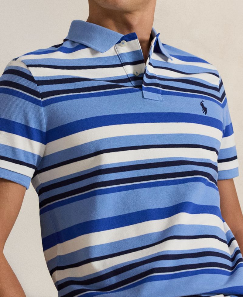 Men's Custom Slim-Fit Striped Mesh Polo Shirt