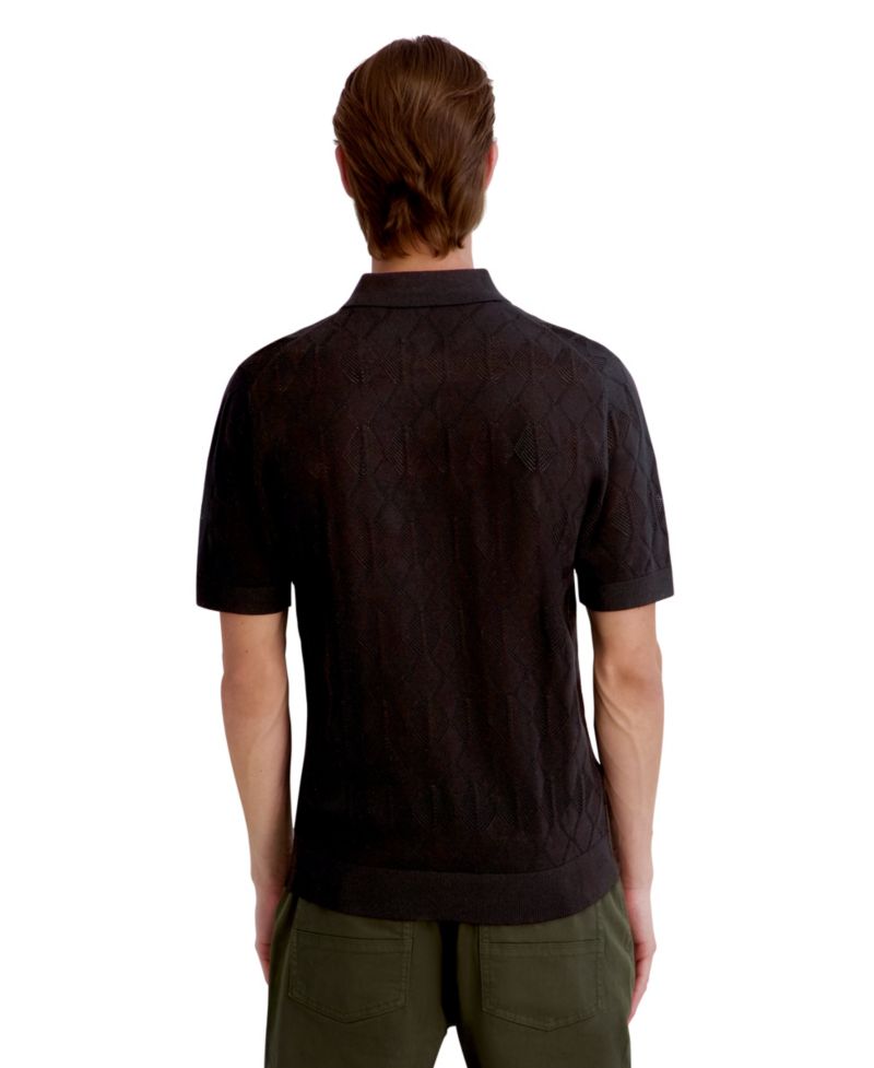 Men's Open Weave Diamond Knit Polo Shirt