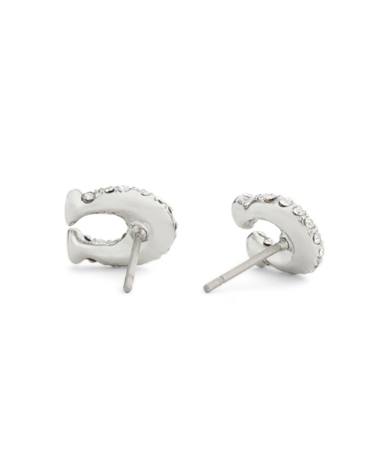 Faux Stone Pav&eacute; Signature C Stud Earrings