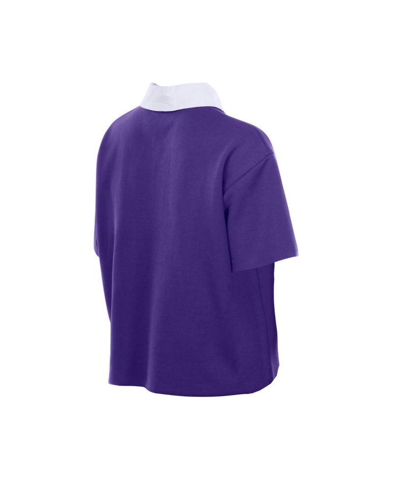 Women's Purple Baltimore Ravens Throwback Boxy Cropped Polo Shirt