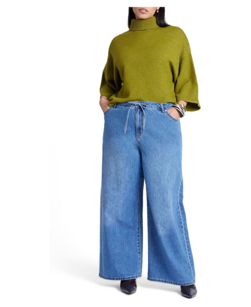 Women's Boxy Three Quarter Sleeve Turtleneck