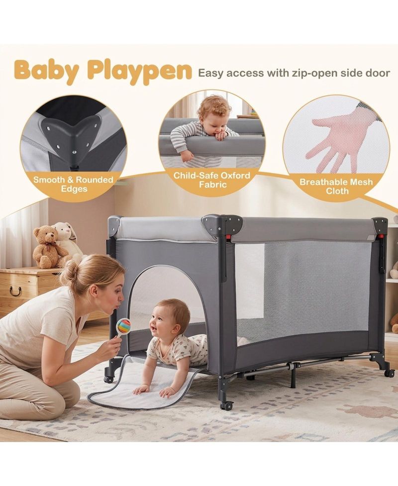 Baby 5-in-1 Portable Bedside Bassinet with Music Box