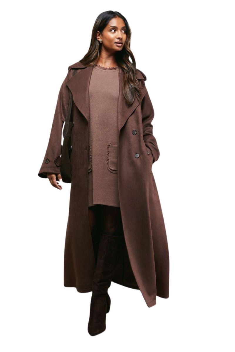Women's Cuff Detail Belted Coat