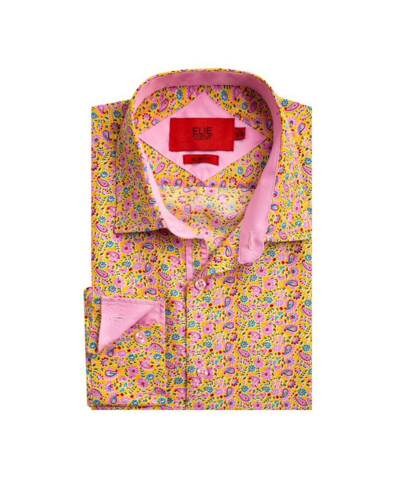Men's Slim Fit Paisley Print Button-Down Shirt By