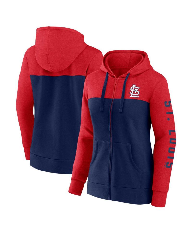 Women's Red, Navy St. Louis Cardinals City Ties Hoodie Full-Zip Sweatshirt