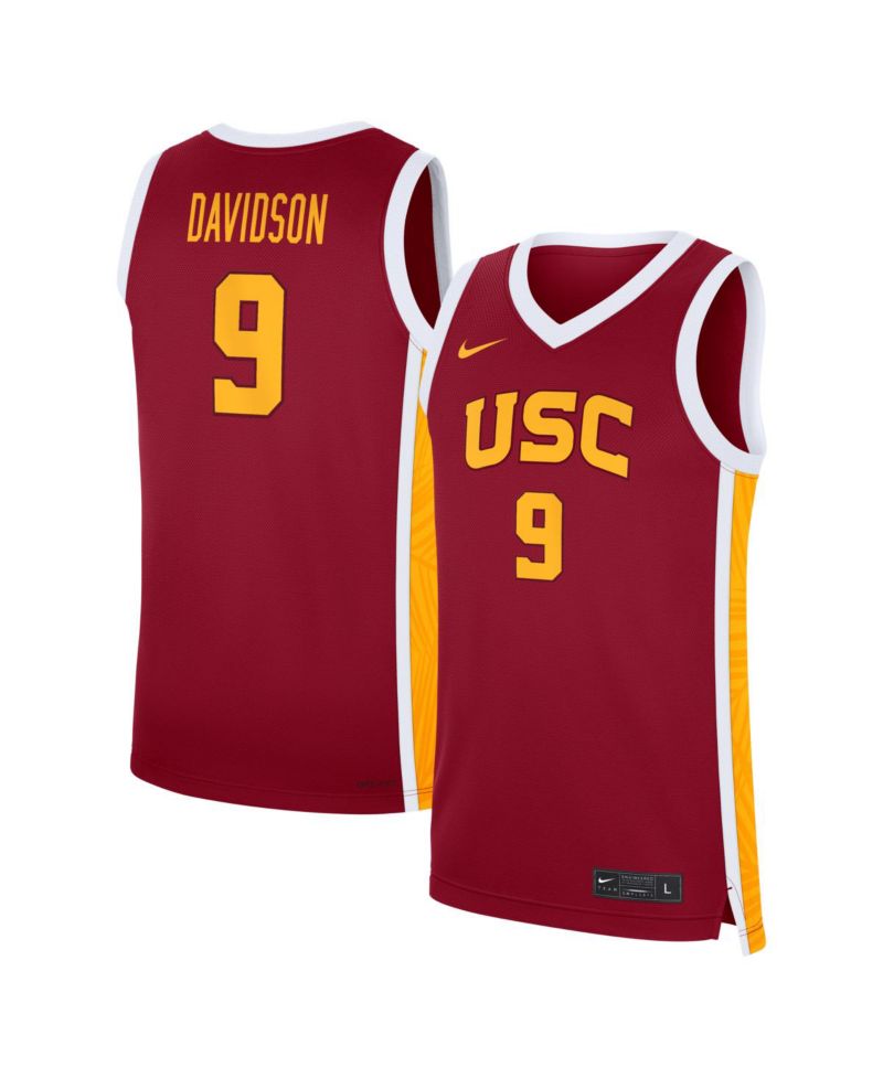 Men's Jazzy Davidson Cardinal USC Trojans Road Replica Basketball Jersey