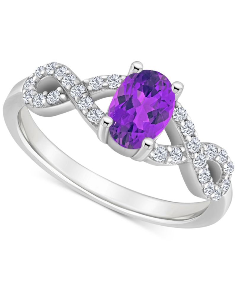 Rhodolite Garnet (1 ct. t.w.) & White Topaz (1/4 ct. t.w.) Twist Ring in Sterling Silver (Also in Citrine, Blue Topaz, Amethyst, & Periodt)