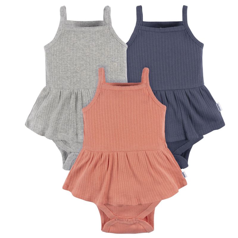 Baby Girls' 3-Pack Sleeveless Skirted Onesies Bodysuits, Winsome Orchid