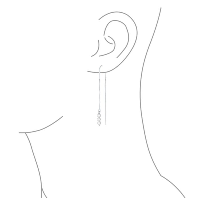 Minimalist Pearl Beads Threader Earrings Sterling Silver Stabilizing U Hook