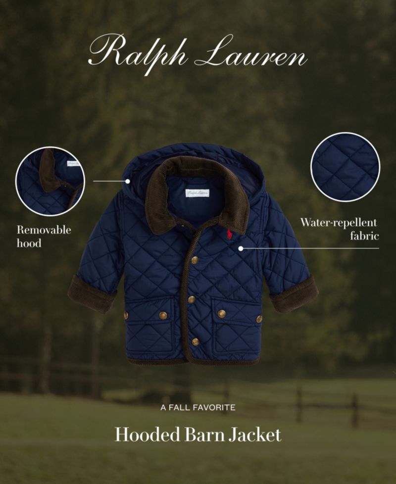 Baby Boys Corduroy-Trim Barn Jacket With Removable Hood