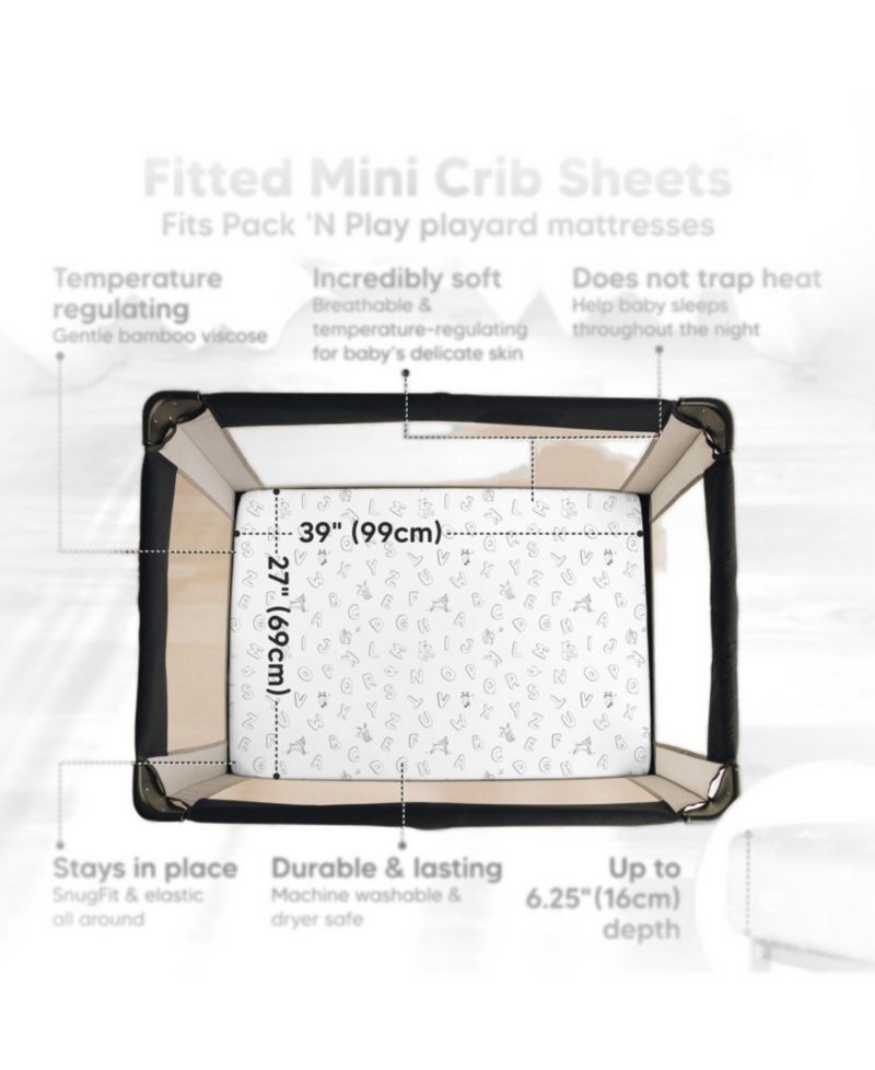 2-Pack Mini Crib Sheets, Pack and Play Sheets Fitted, Pack N Play Sheets, Organic Fitted Crib Sheet Cover
