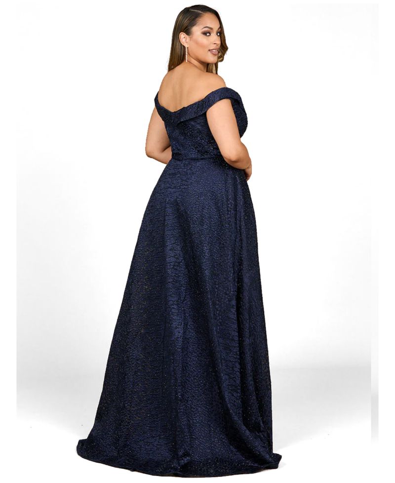 Women's Tonal Beaded Off Shoulder BalL Gown