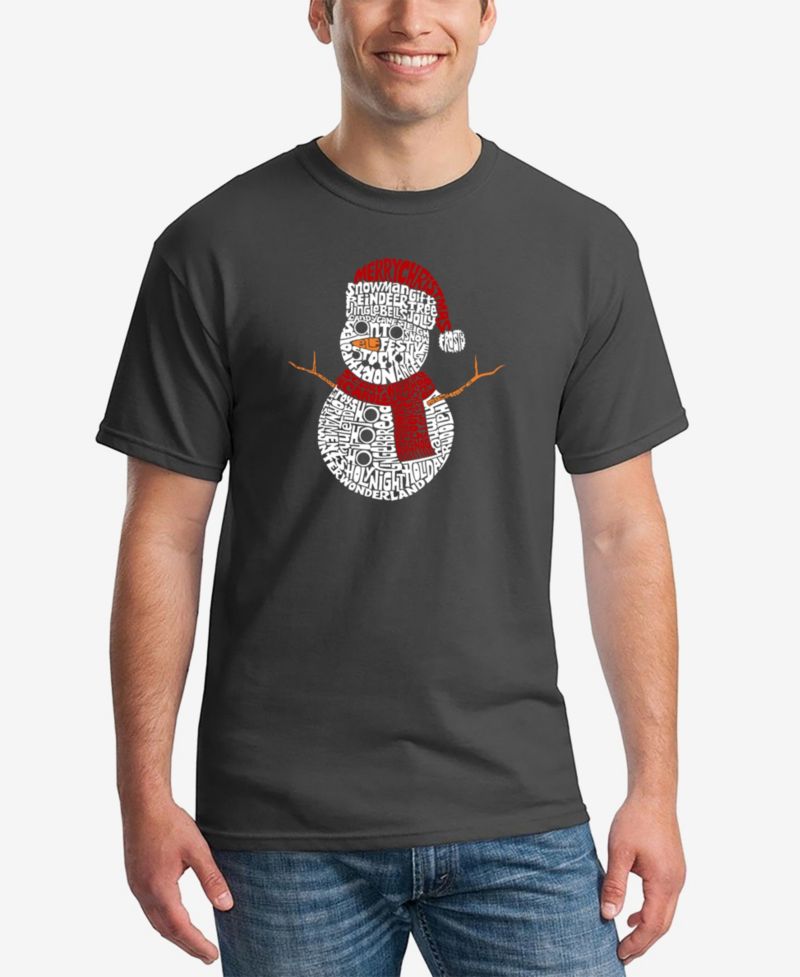 Men's Christmas Snowman Printed Word Art T-shirt