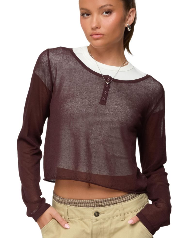 Women's Kilian Sheer Knit Henley Top