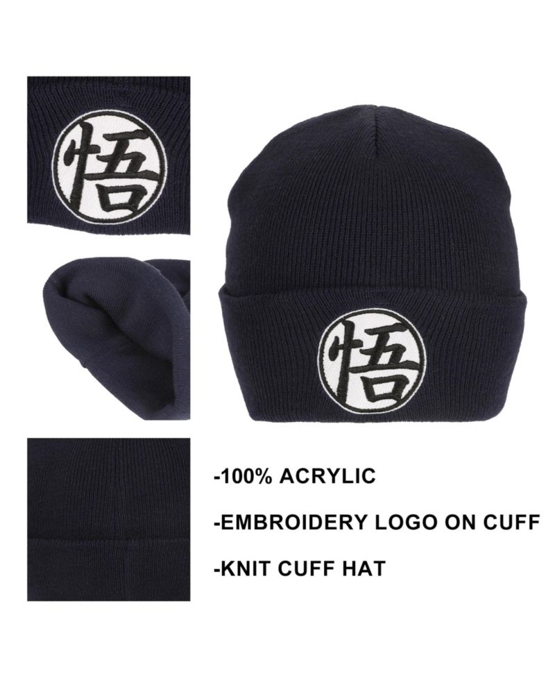 Men's Goku Symbol Embroidery On Acrylic Knit Standard Cuff Beanie