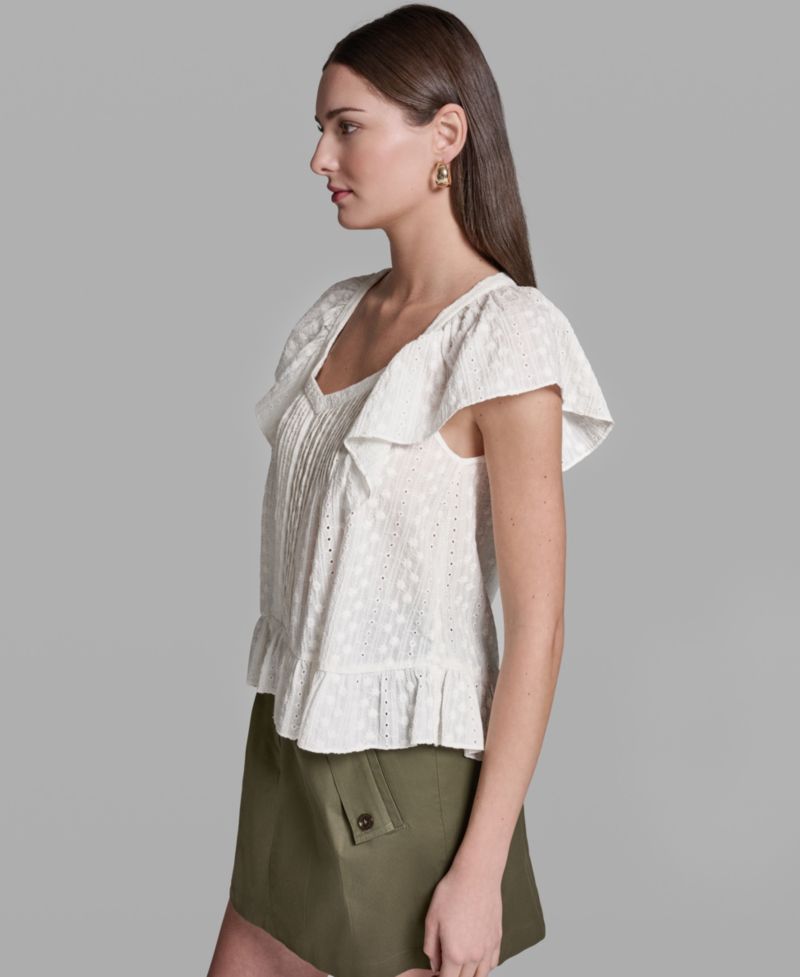 Women's Multi Layer Ruffles Flutter-Sleeve Top