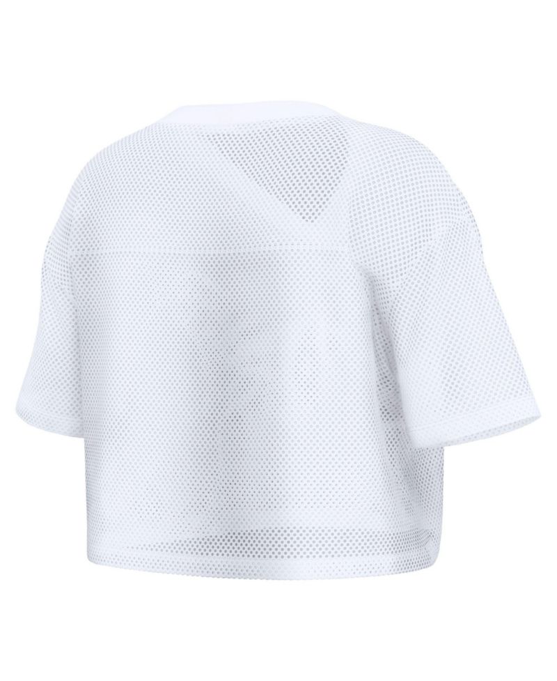 Women's White Minnesota Vikings Oversized Mesh Cropped V-Neck Jersey