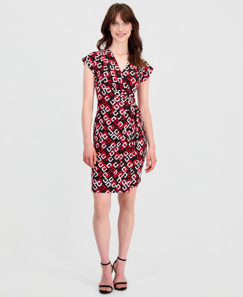 Women's V-Neck Side-Tie Cap-Sleeve Dress