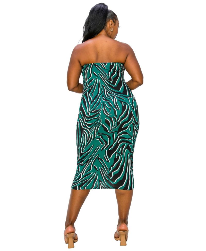 Plus Size Kiko Zebra Print Tube Dress
